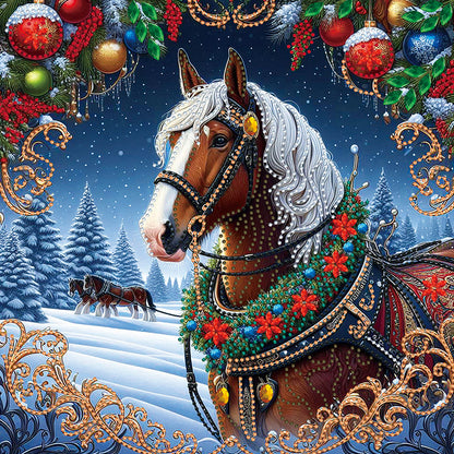 Christmas Horse - Special Shaped Drill Diamond Painting 40*40CM