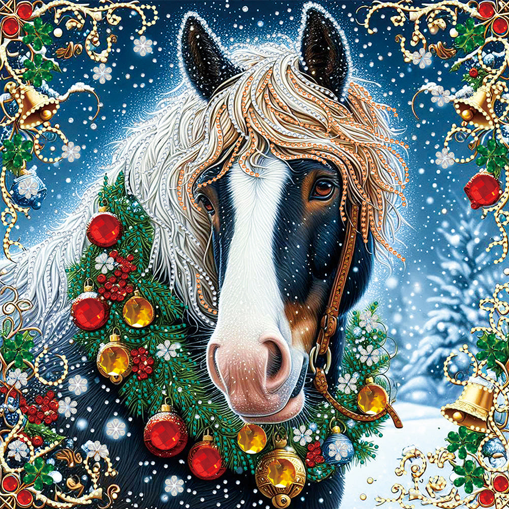 Christmas Horse - Special Shaped Drill Diamond Painting 40*40CM