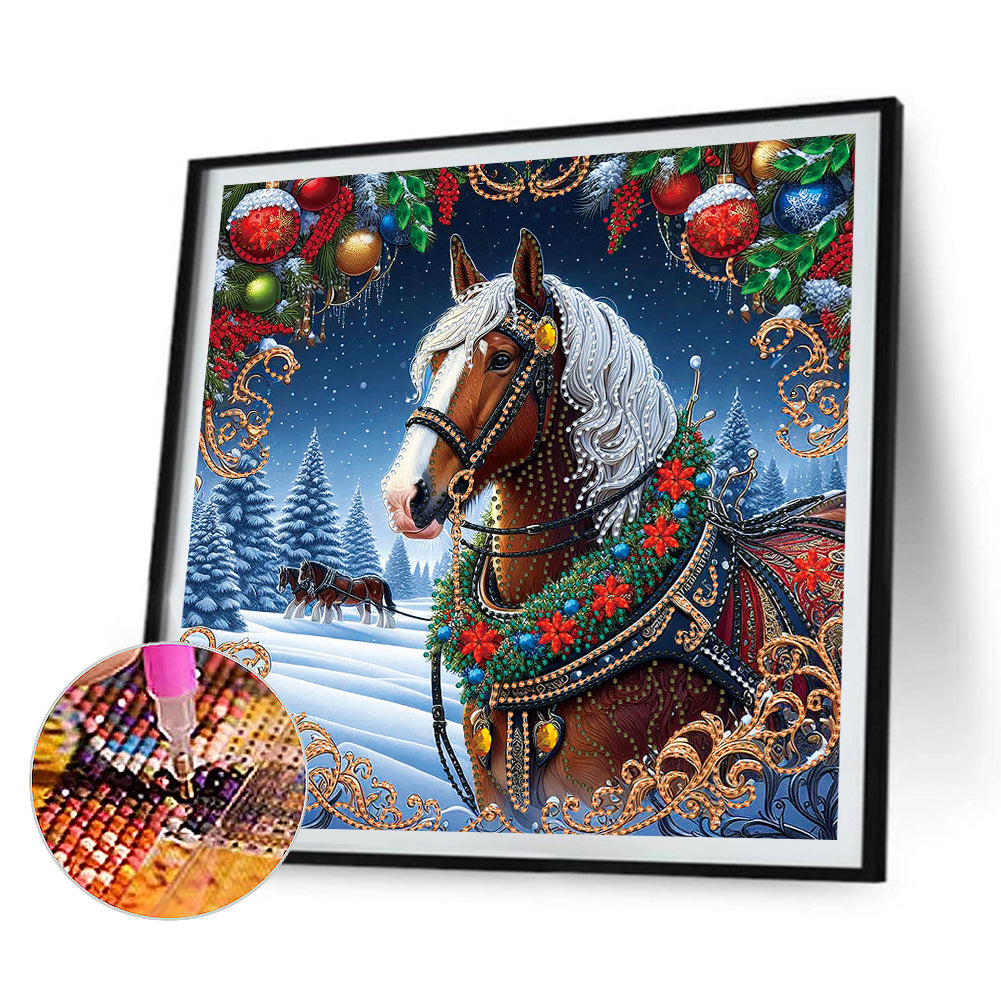 Christmas Horse - Special Shaped Drill Diamond Painting 40*40CM