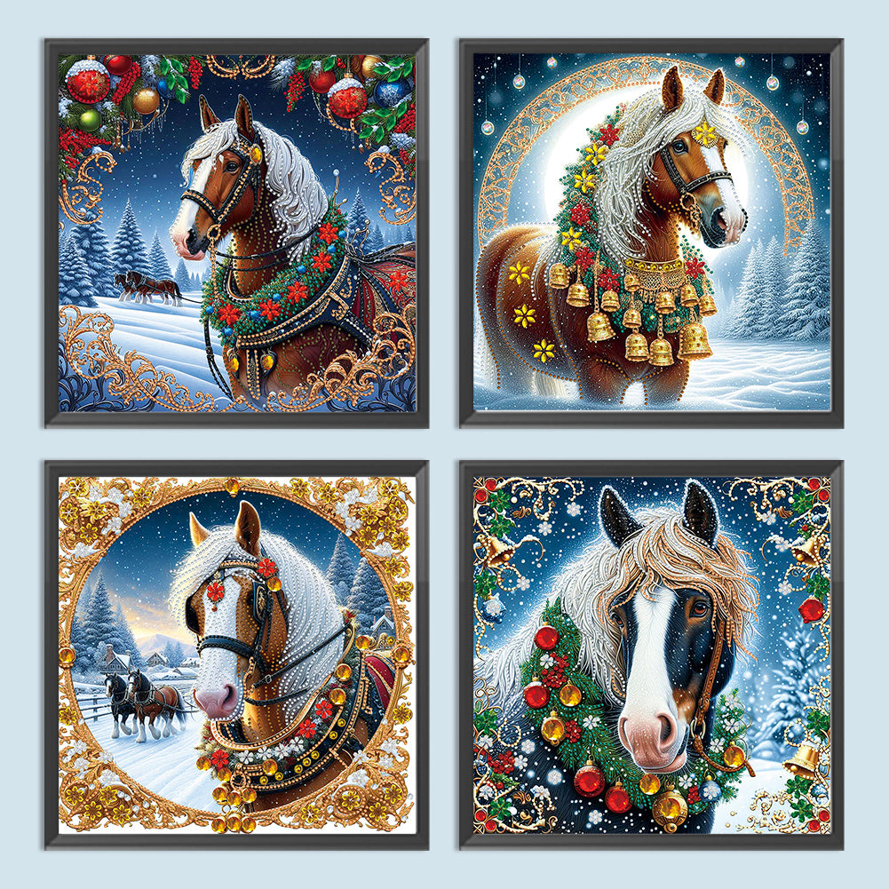 Christmas Horse - Special Shaped Drill Diamond Painting 40*40CM