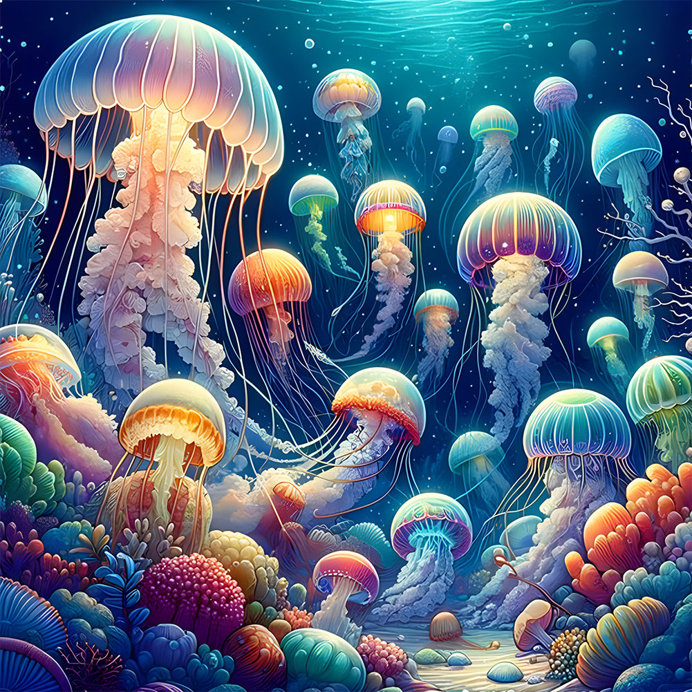 Undersea Jellyfish - Full Round Drill Diamond Painting 40*40CM