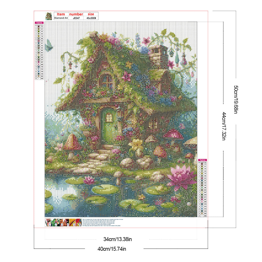 Green Butterfly Cottage - Full Round Drill Diamond Painting 40*50CM