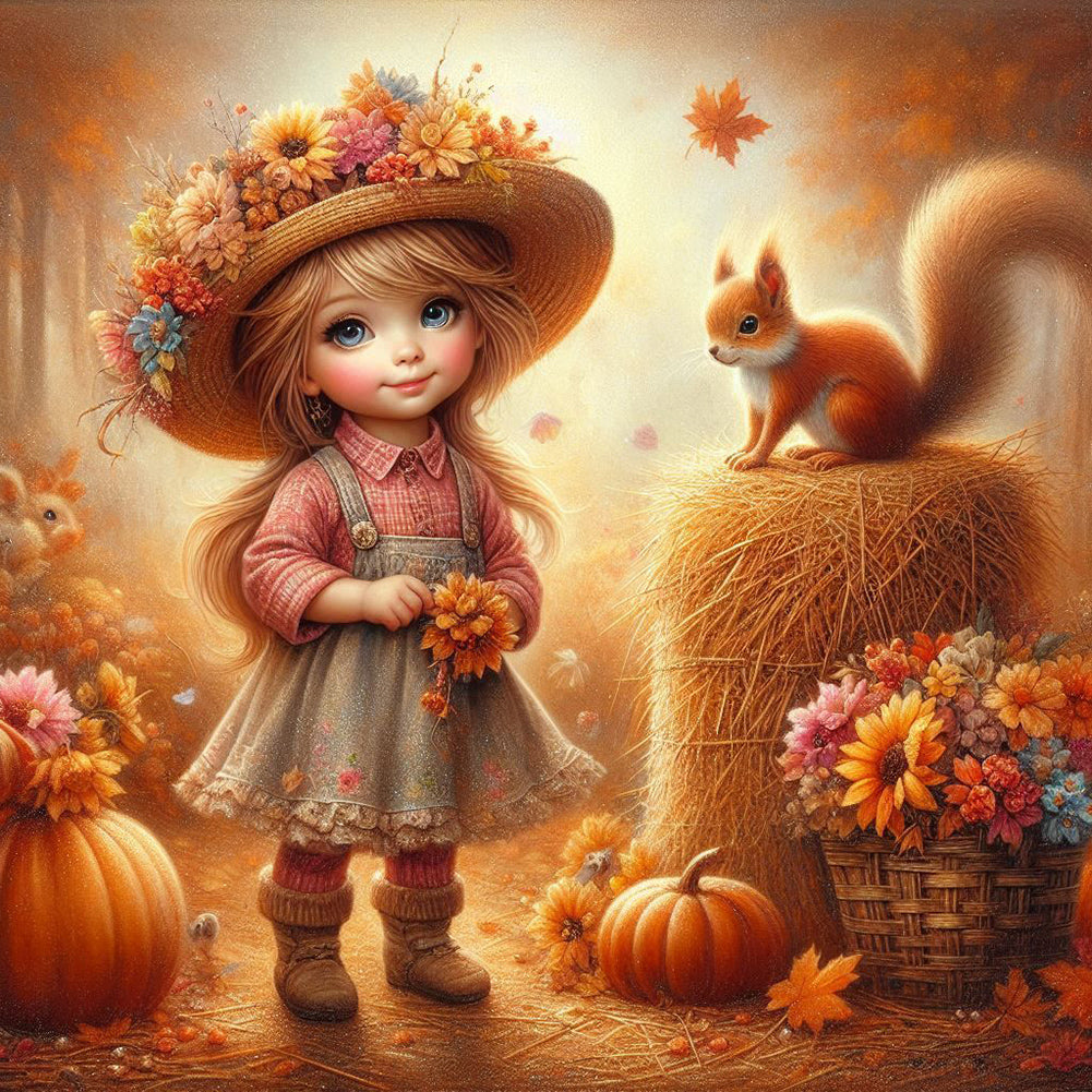 Autumn Girl - Full Round Drill Diamond Painting 40*40CM