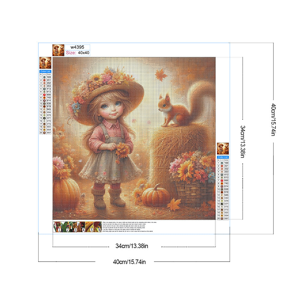 Autumn Girl - Full Round Drill Diamond Painting 40*40CM