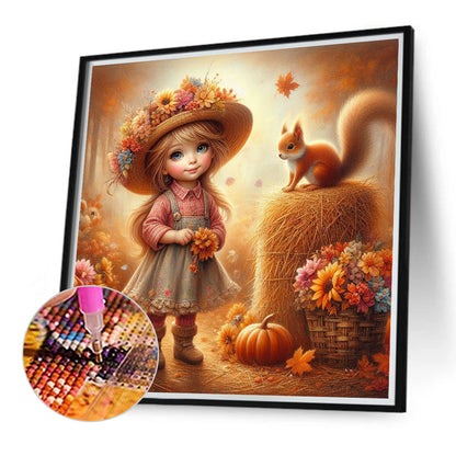 Autumn Girl - Full Round Drill Diamond Painting 40*40CM