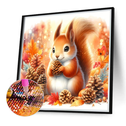 Autumn Squirrel - Full Round Drill Diamond Painting 40*40CM