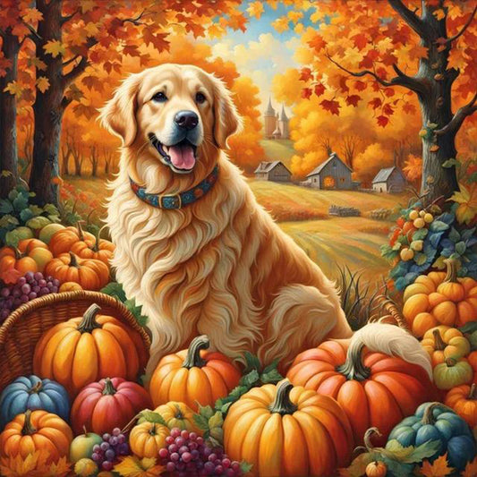 Autumn Dogs - Full Round Drill Diamond Painting 40*40CM