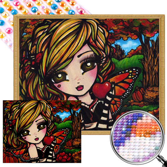 Butterfly Girl On Harvest Day - Full AB Round Drill Diamond Painting 50*40CM