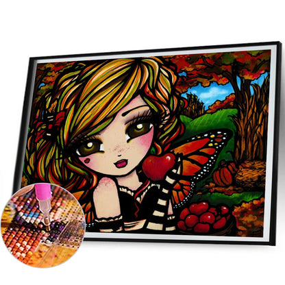 Butterfly Girl On Harvest Day - Full AB Round Drill Diamond Painting 50*40CM