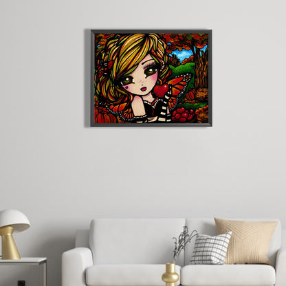 Butterfly Girl On Harvest Day - Full AB Round Drill Diamond Painting 50*40CM