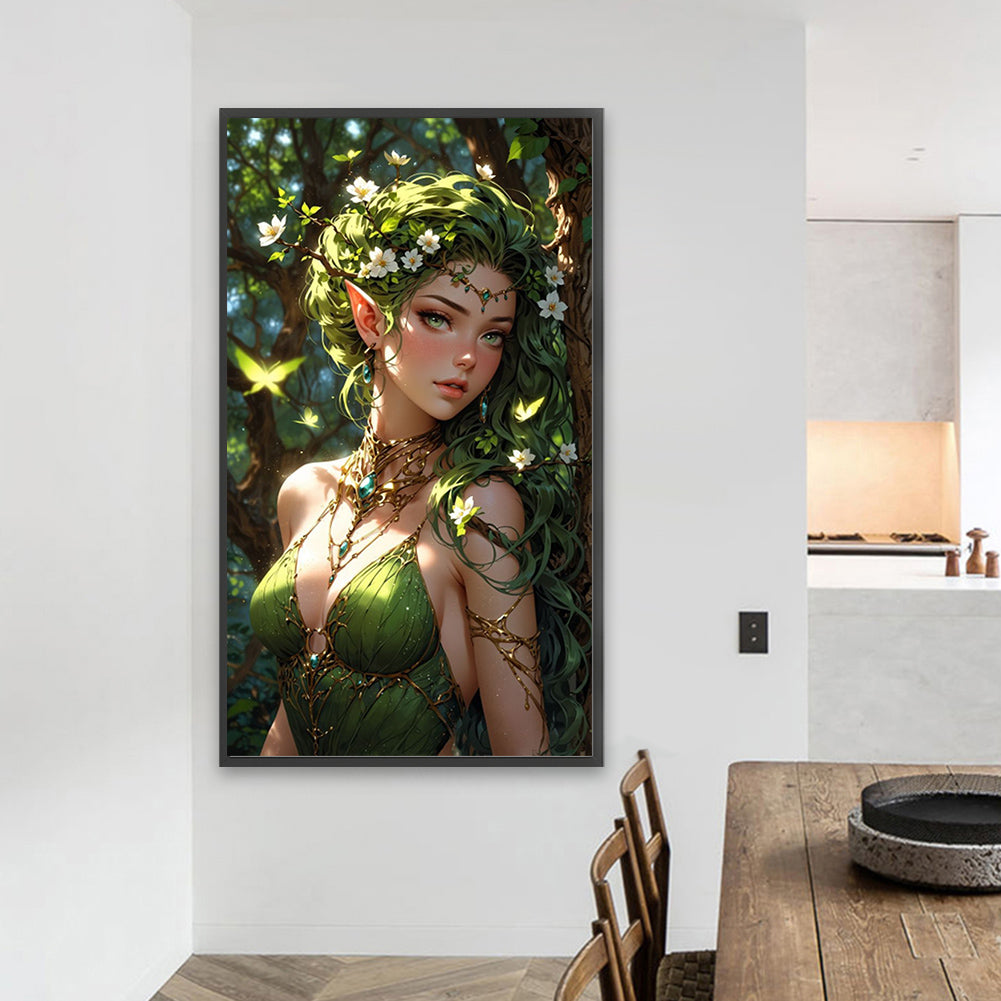 Green Elf Girl - Full AB Round Drill Diamond Painting 40*70CM