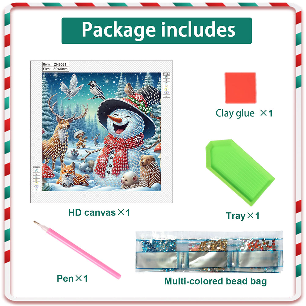 Christmas Atmosphere Snowman - Special Shaped Drill Diamond Painting 30*30CM