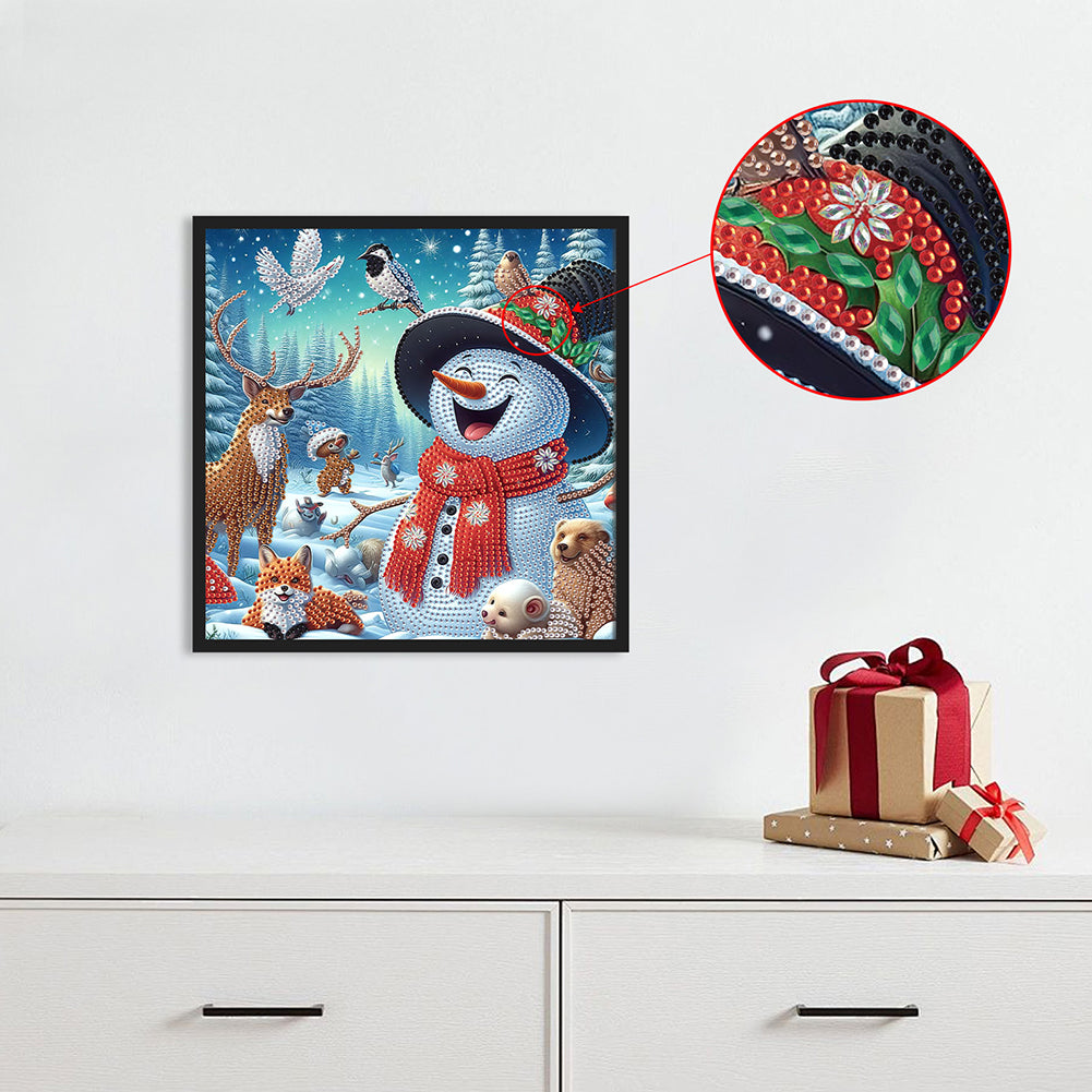 Christmas Atmosphere Snowman - Special Shaped Drill Diamond Painting 30*30CM