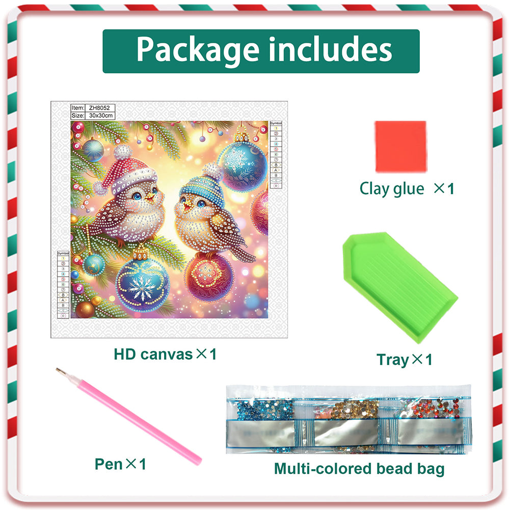 Christmas Bird - Special Shaped Drill Diamond Painting 30*30CM