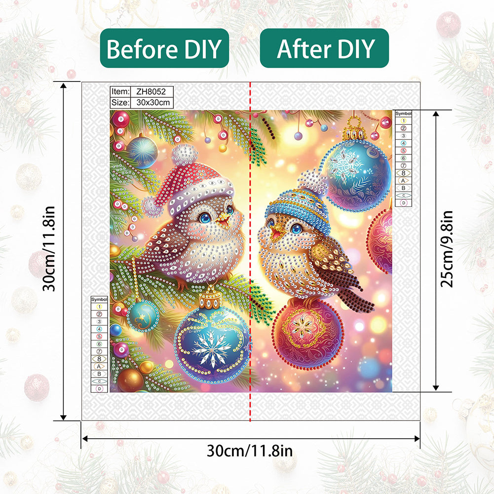 Christmas Bird - Special Shaped Drill Diamond Painting 30*30CM