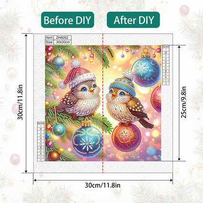 Christmas Bird - Special Shaped Drill Diamond Painting 30*30CM