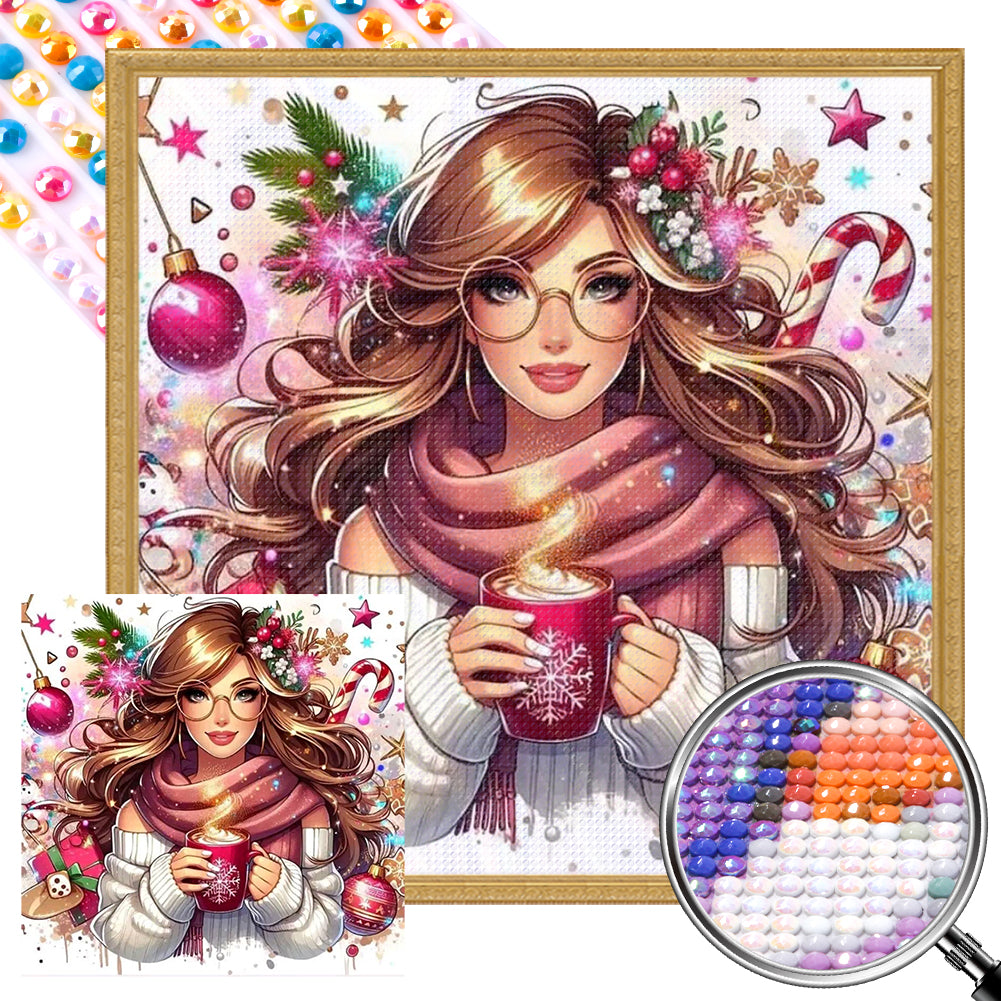 Christmas Girl - Full AB Round Drill Diamond Painting 40*40CM