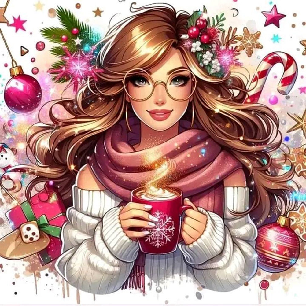 Christmas Girl - Full AB Round Drill Diamond Painting 40*40CM