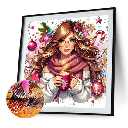 Christmas Girl - Full AB Round Drill Diamond Painting 40*40CM