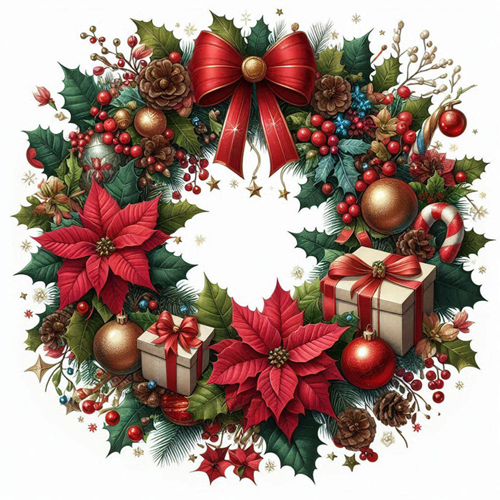 Christmas Wreath - Full Square Drill Diamond Painting 30*30CM