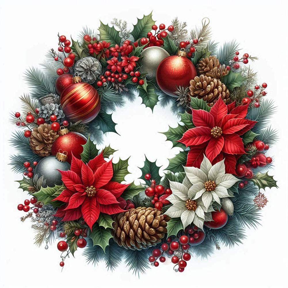 Christmas Wreath - Full Square Drill Diamond Painting 30*30CM