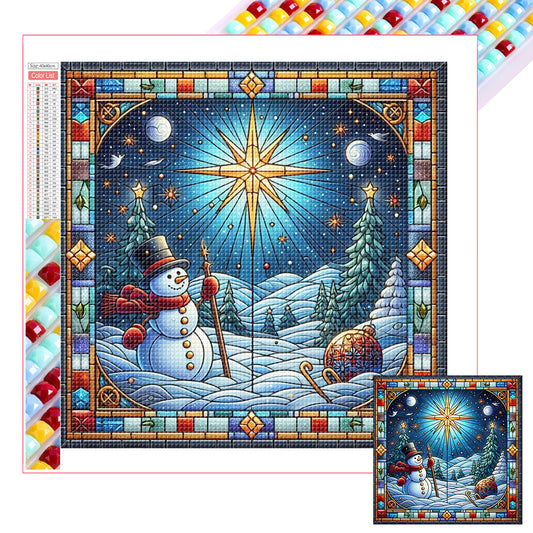 Glass Painting Style Christmas - Full Square Drill Diamond Painting 40*40CM