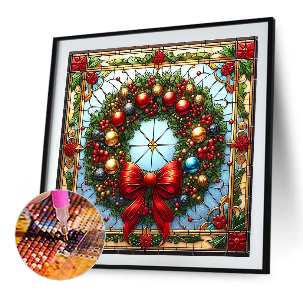 Glass Painting Style Christmas - Full Square Drill Diamond Painting 40*40CM