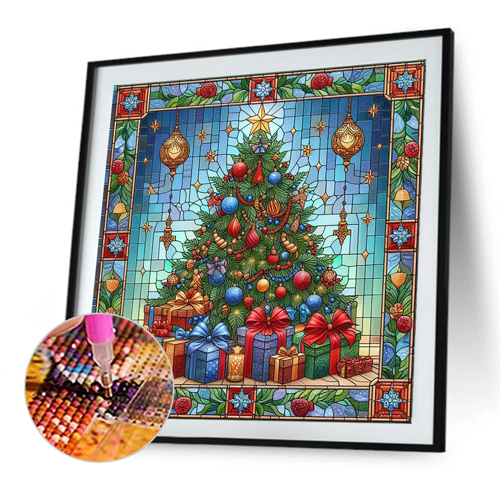 Glass Painting Style Christmas - Full Square Drill Diamond Painting 40*40CM