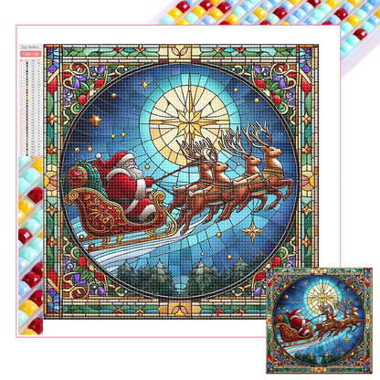 Glass Painting Style Christmas - Full Square Drill Diamond Painting 40*40CM