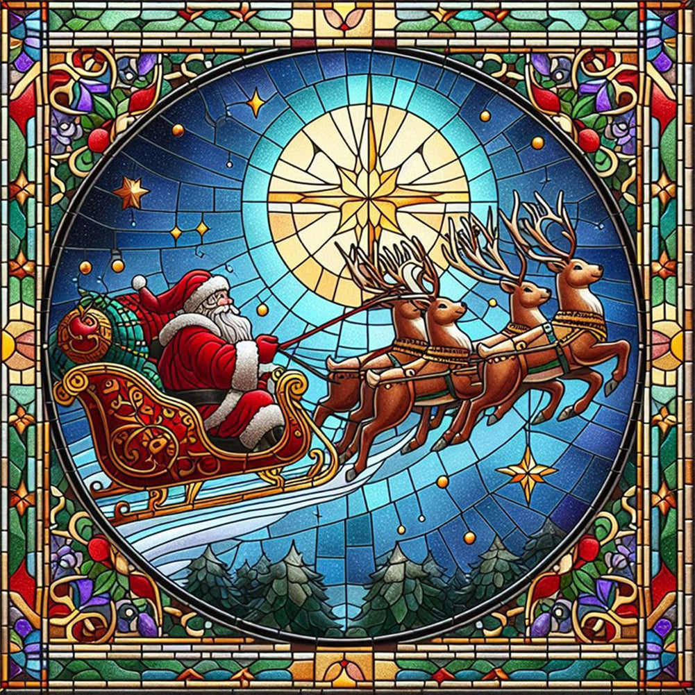 Glass Painting Style Christmas - Full Square Drill Diamond Painting 40*40CM