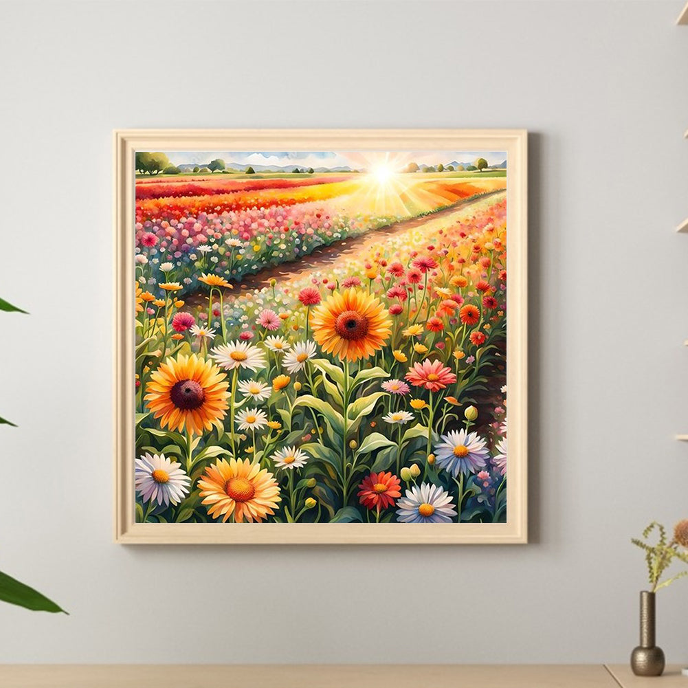 Sunflowers And Daisies Field - Full Round Drill Diamond Painting 30*30CM