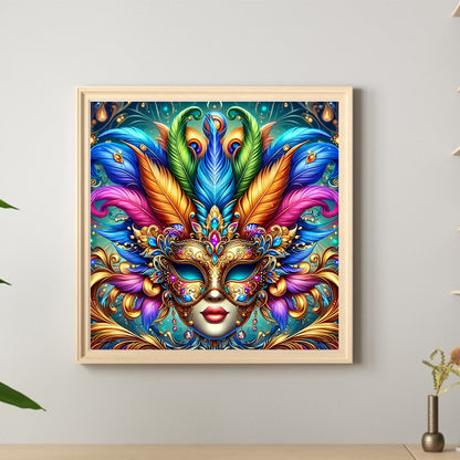 Diamond Mask Feather - Full Round Drill Diamond Painting 30*30CM