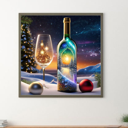 Snowy Christmas Tree In A Bottle - Full Round Drill Diamond Painting 30*30CM