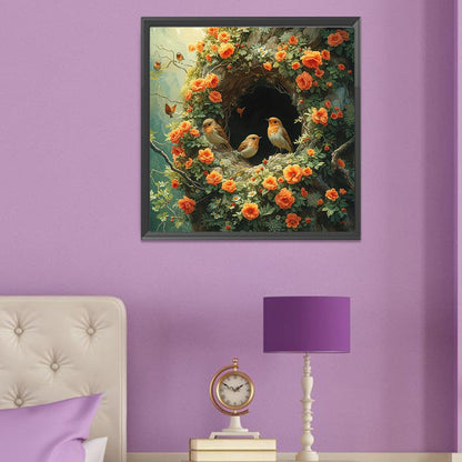 Flower And Bird Tree Hole - Full Round Drill Diamond Painting 50*50CM