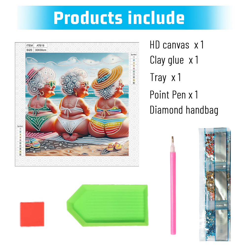 Cute Granny - Special Shaped Drill Diamond Painting 30*30CM