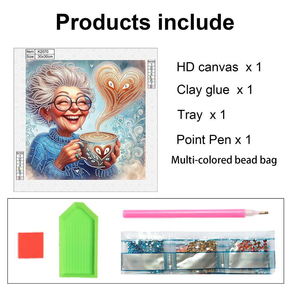 Cute Granny - Special Shaped Drill Diamond Painting 30*30CM