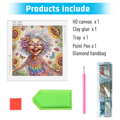 Cute Granny - Special Shaped Drill Diamond Painting 30*30CM