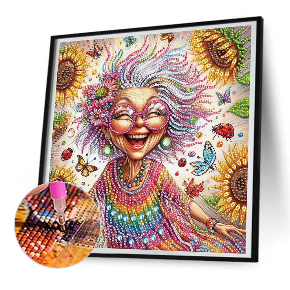 Cute Granny - Special Shaped Drill Diamond Painting 30*30CM