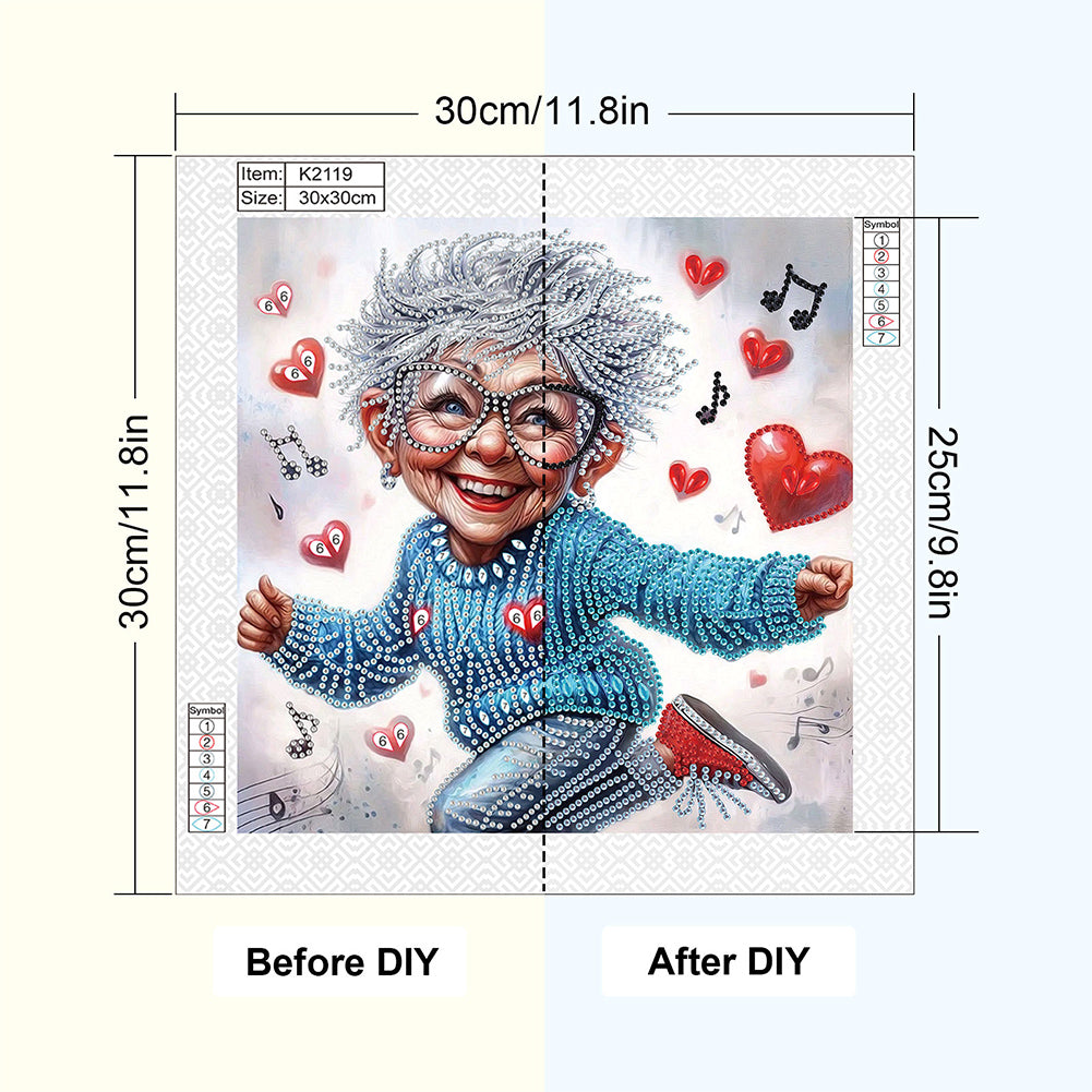 Cute Granny - Special Shaped Drill Diamond Painting 30*30CM