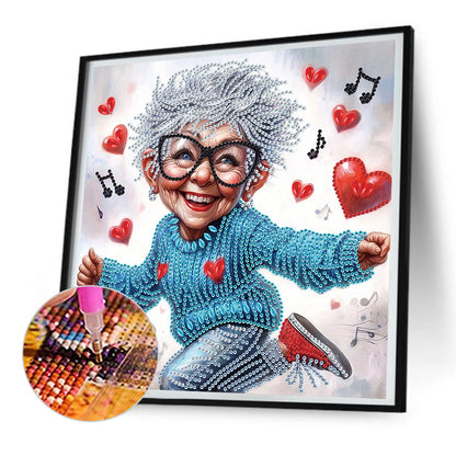 Cute Granny - Special Shaped Drill Diamond Painting 30*30CM