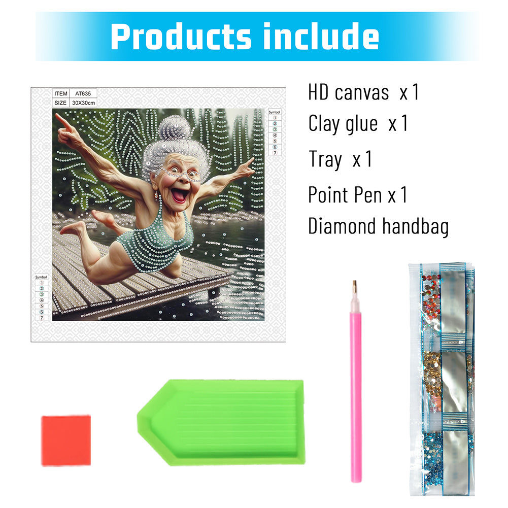 Cute Granny - Special Shaped Drill Diamond Painting 30*30CM