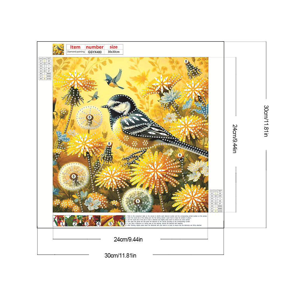 Birdsong And Flowers - Special Shaped Drill Diamond Painting 30*30CM