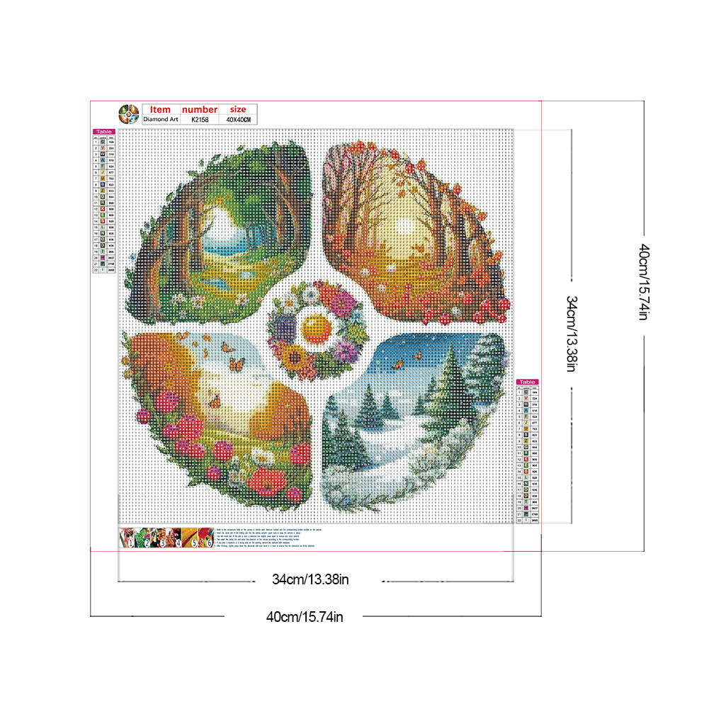 Four Seasons Scenery - Full Round Drill Diamond Painting 40*40CM