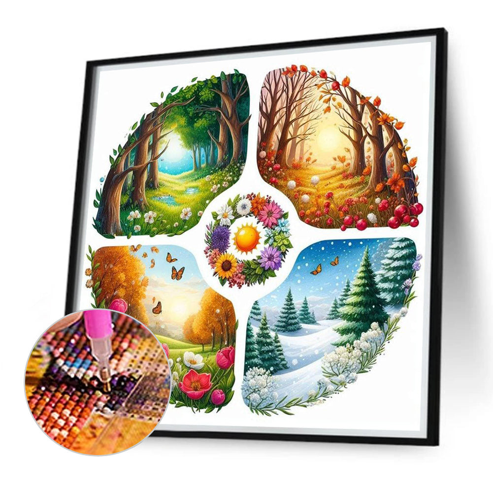 Four Seasons Scenery - Full Round Drill Diamond Painting 40*40CM