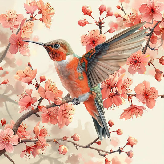 Hummingbird Plum - Full Round Drill Diamond Painting 30*30CM