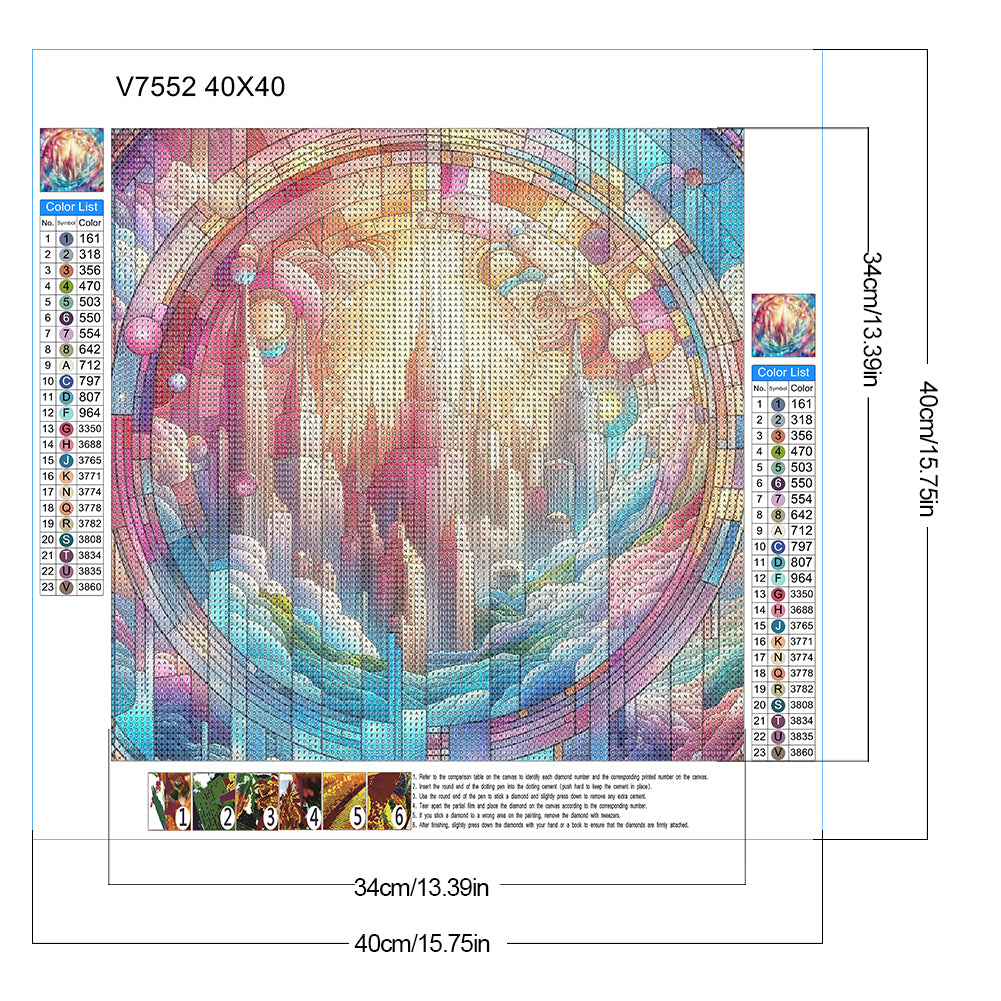 Glass Wind City - Full Round Drill Diamond Painting 40*40CM