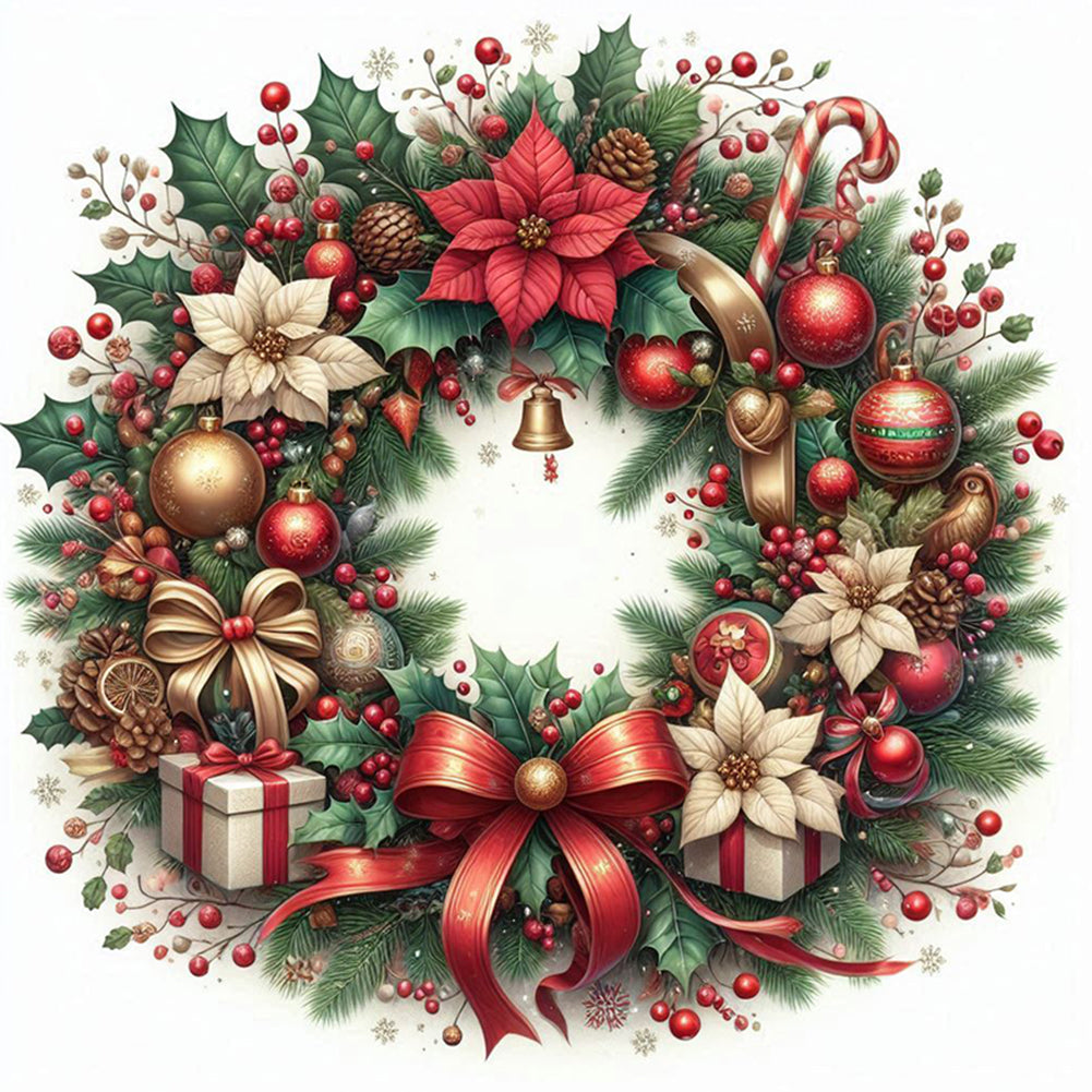 Christmas Wreath - Full AB Square Drill Diamond Painting 30*30 CM