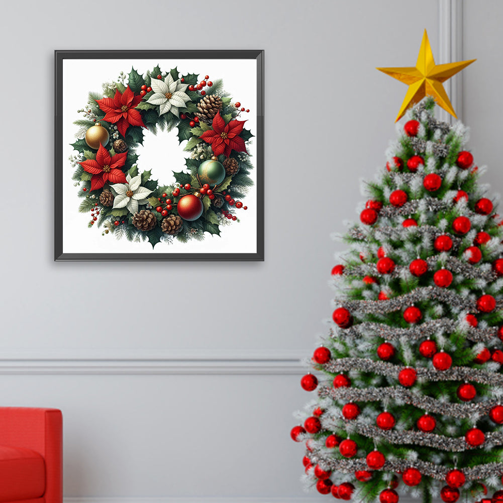 Christmas Wreath - Full AB Square Drill Diamond Painting 30*30 CM