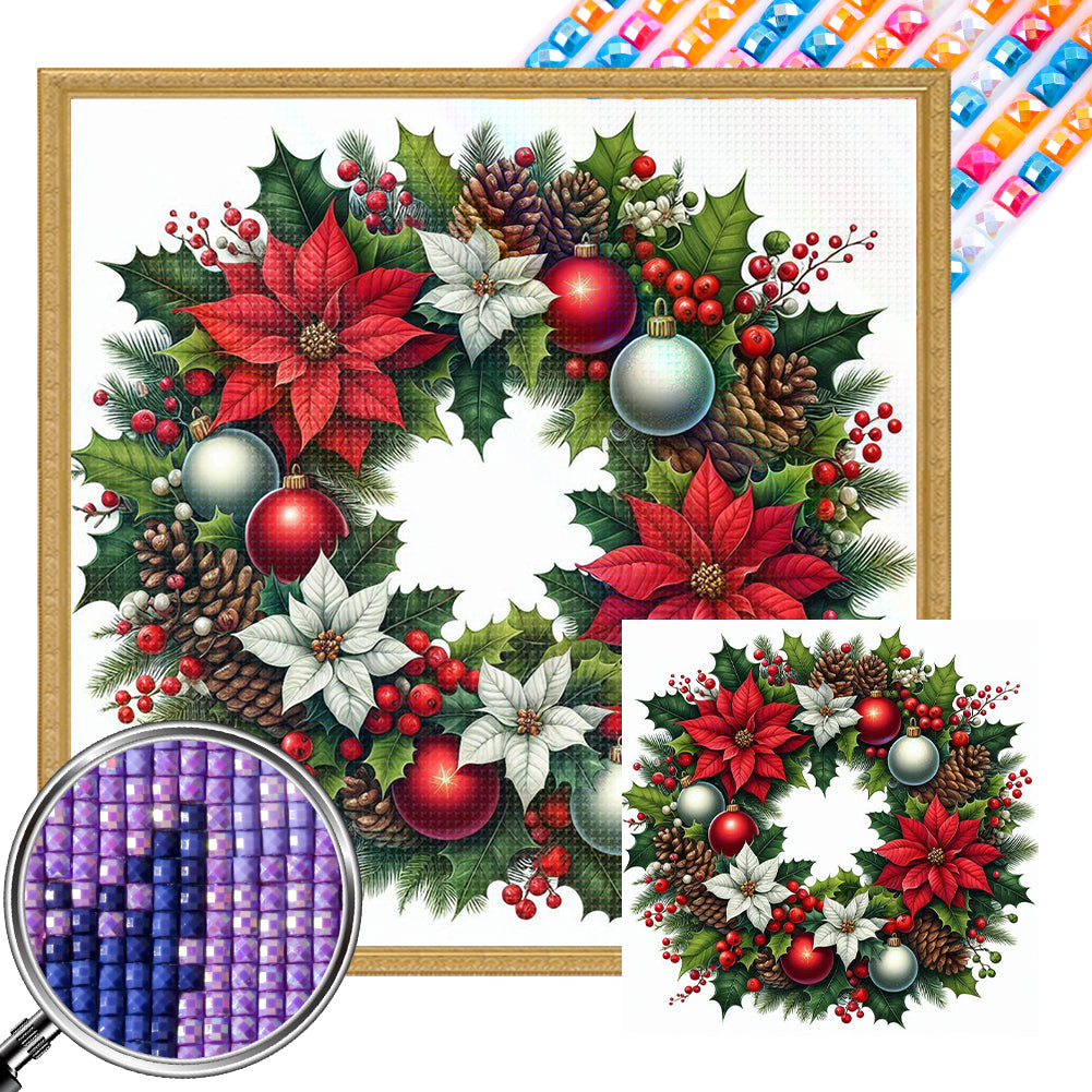 Christmas Wreath - Full AB Square Drill Diamond Painting 30*30 CM