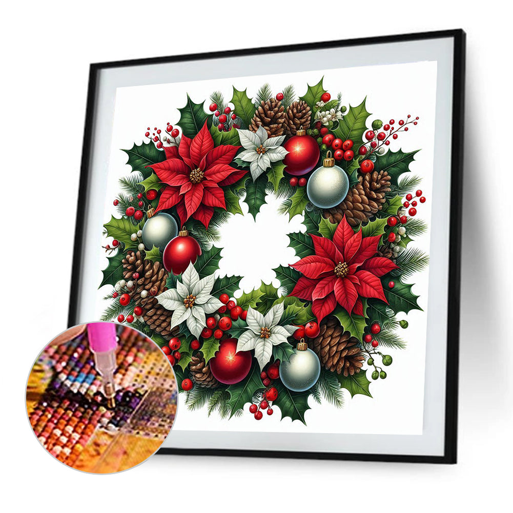 Christmas Wreath - Full AB Square Drill Diamond Painting 30*30 CM